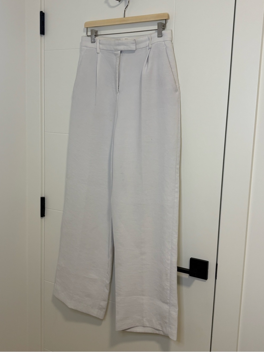 Zara Wide Leg High-Rise Pants in Light Gray